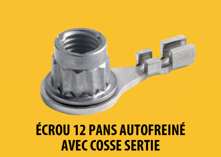 écrou 12 pans autofreiné avec cosse sertie